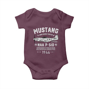 P-51 Mustang Baby Onesie North American Aviation WW2 P51 Fighter Plane TS02 Maroon Print Your Wear