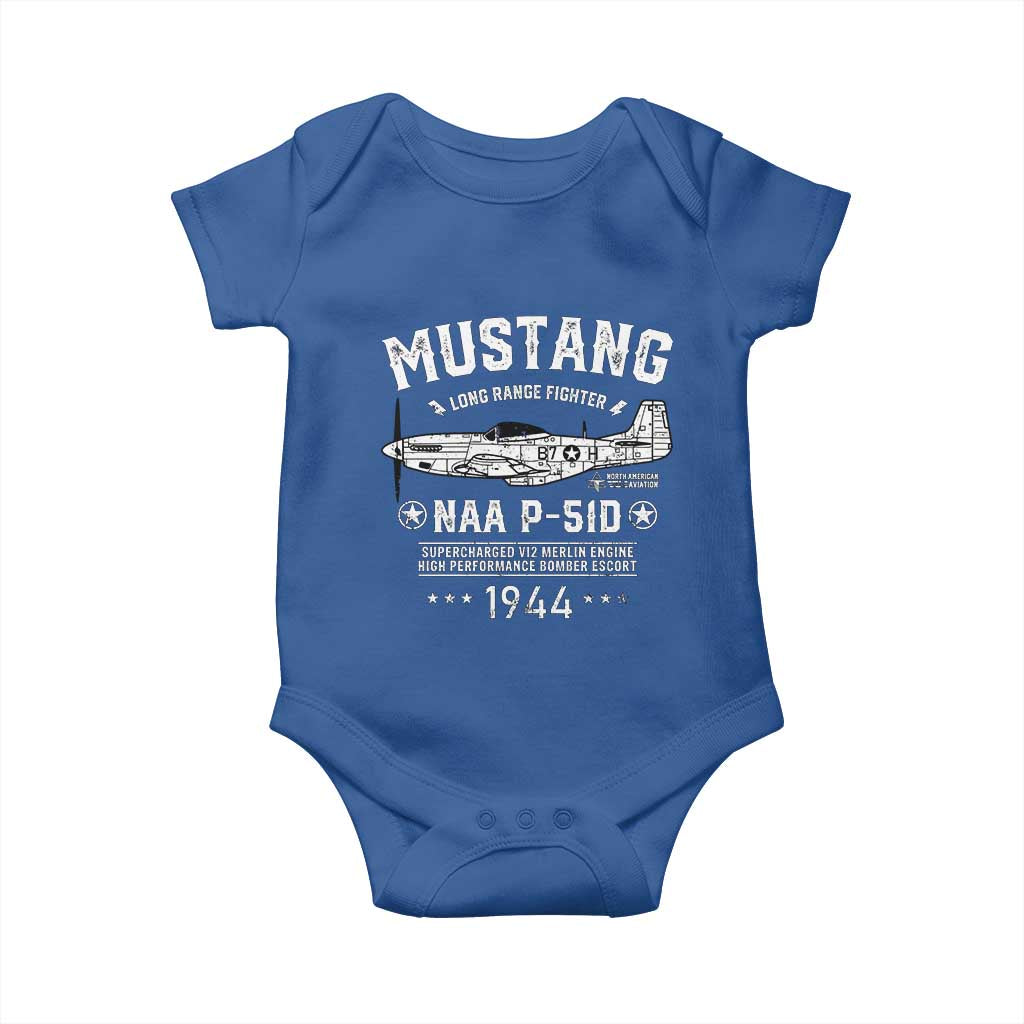 P-51 Mustang Baby Onesie North American Aviation WW2 P51 Fighter Plane TS02 Royal Blue Print Your Wear