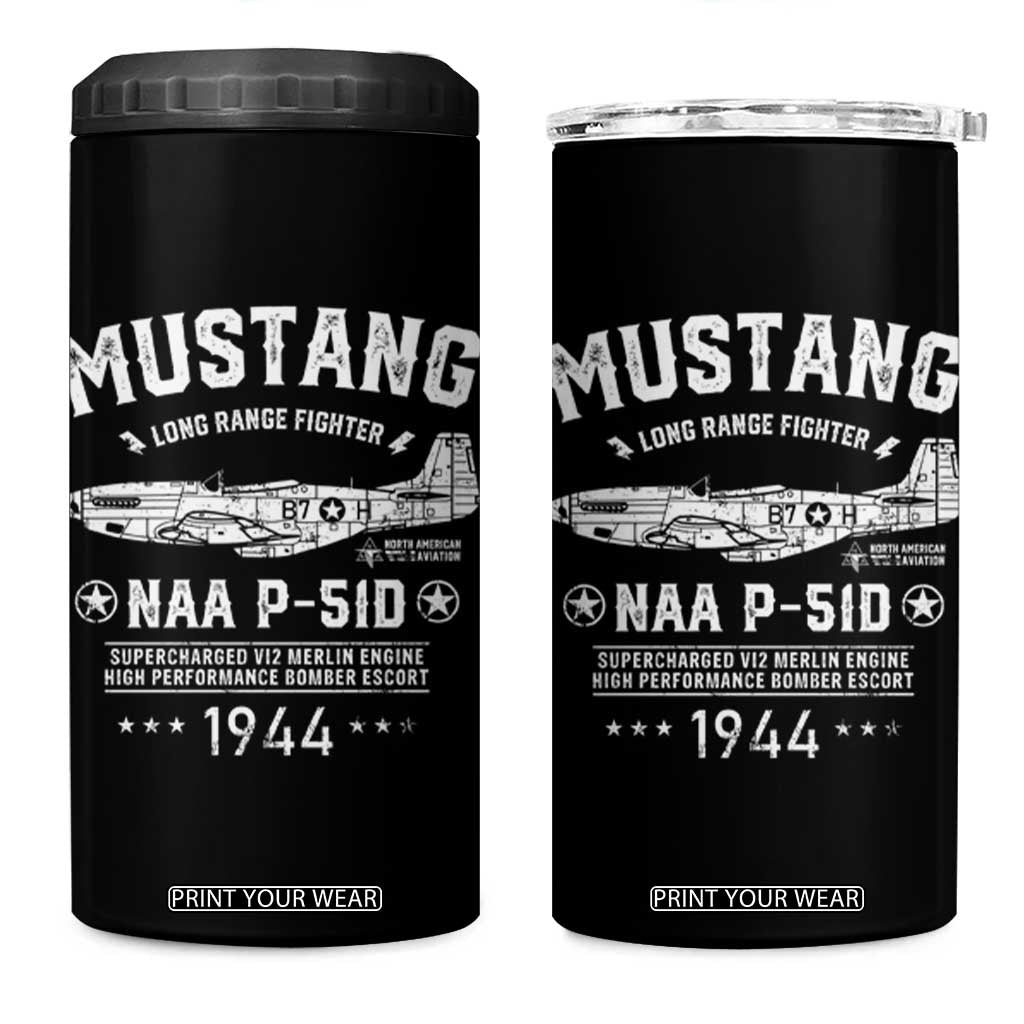 P-51 Mustang 4 in 1 Can Cooler Tumbler North American Aviation WW2 P51 Fighter Plane TS02 One Size: 16 oz Black Print Your Wear