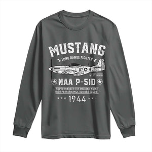 P-51 Mustang Long Sleeve Shirt North American Aviation WW2 P51 Fighter Plane TS02 Dark Heather Print Your Wear