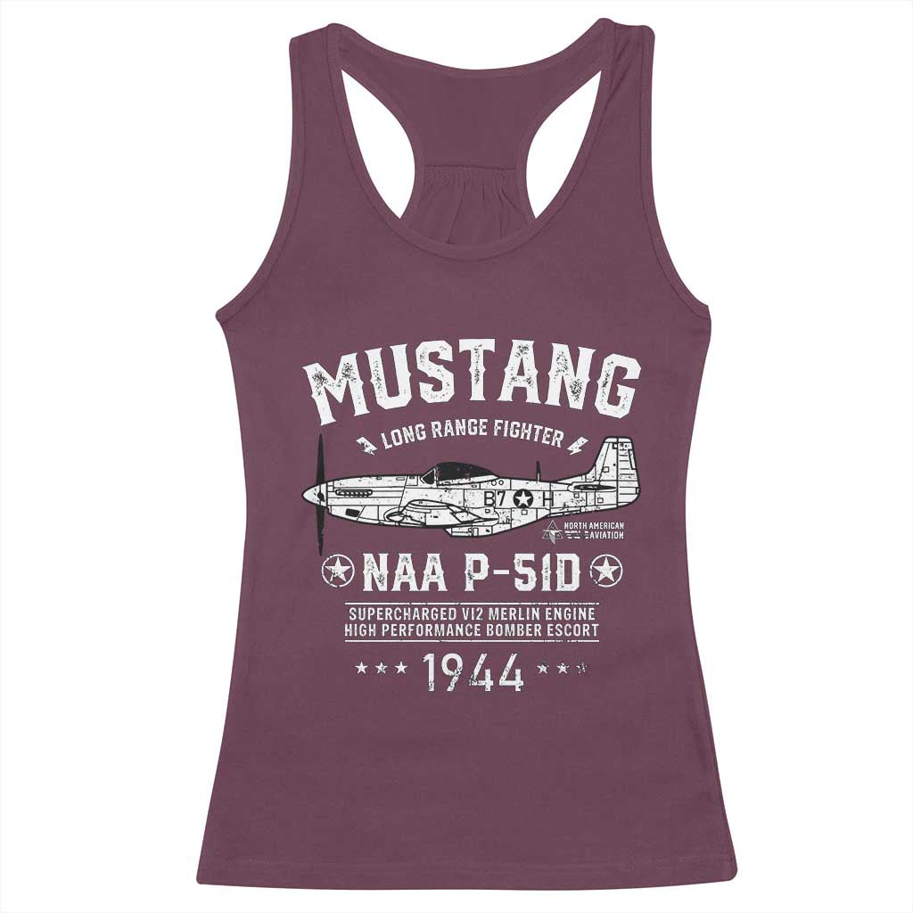 P-51 Mustang Racerback Tank Top North American Aviation WW2 P51 Fighter Plane TS02 Maroon Print Your Wear