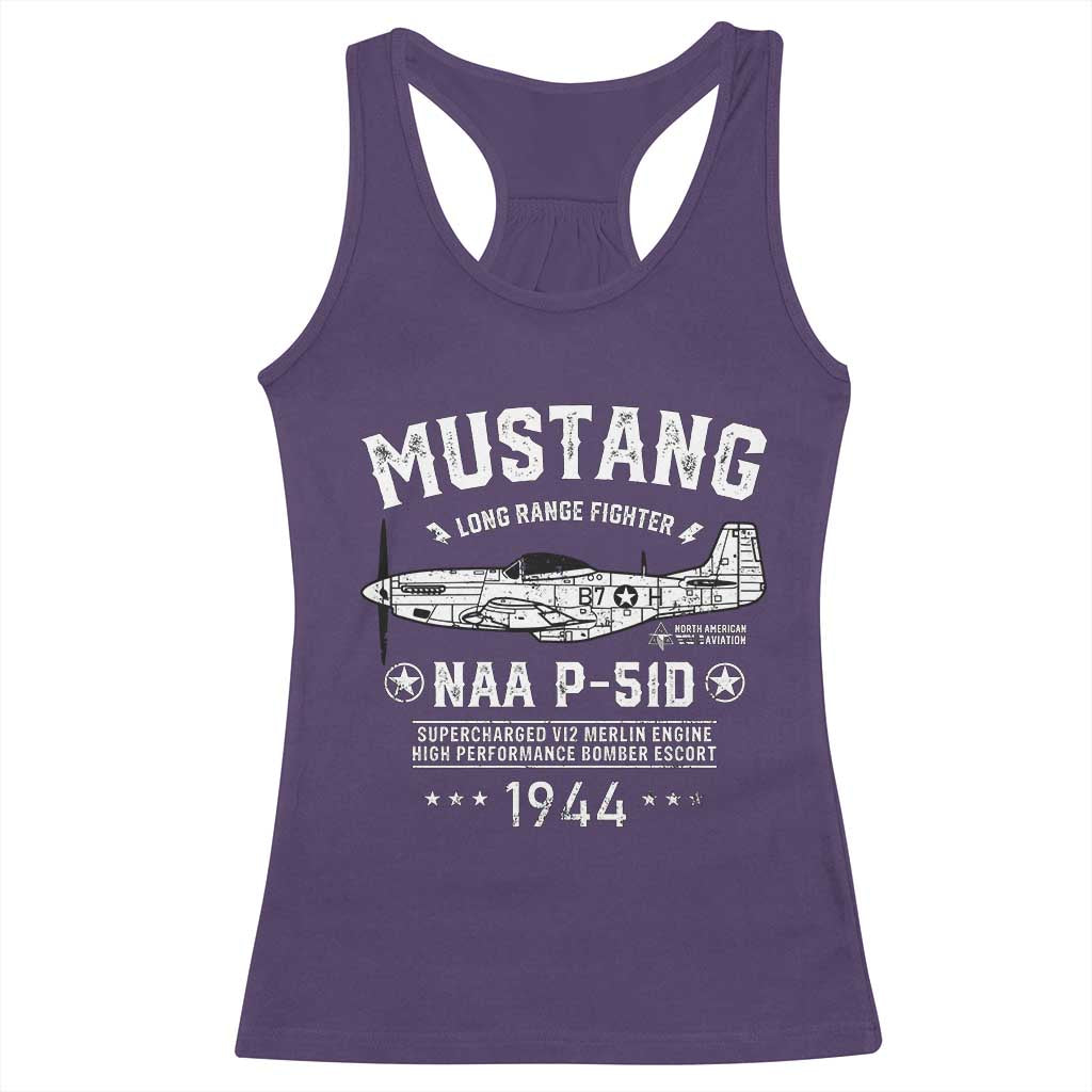 P-51 Mustang Racerback Tank Top North American Aviation WW2 P51 Fighter Plane TS02 Purple Print Your Wear