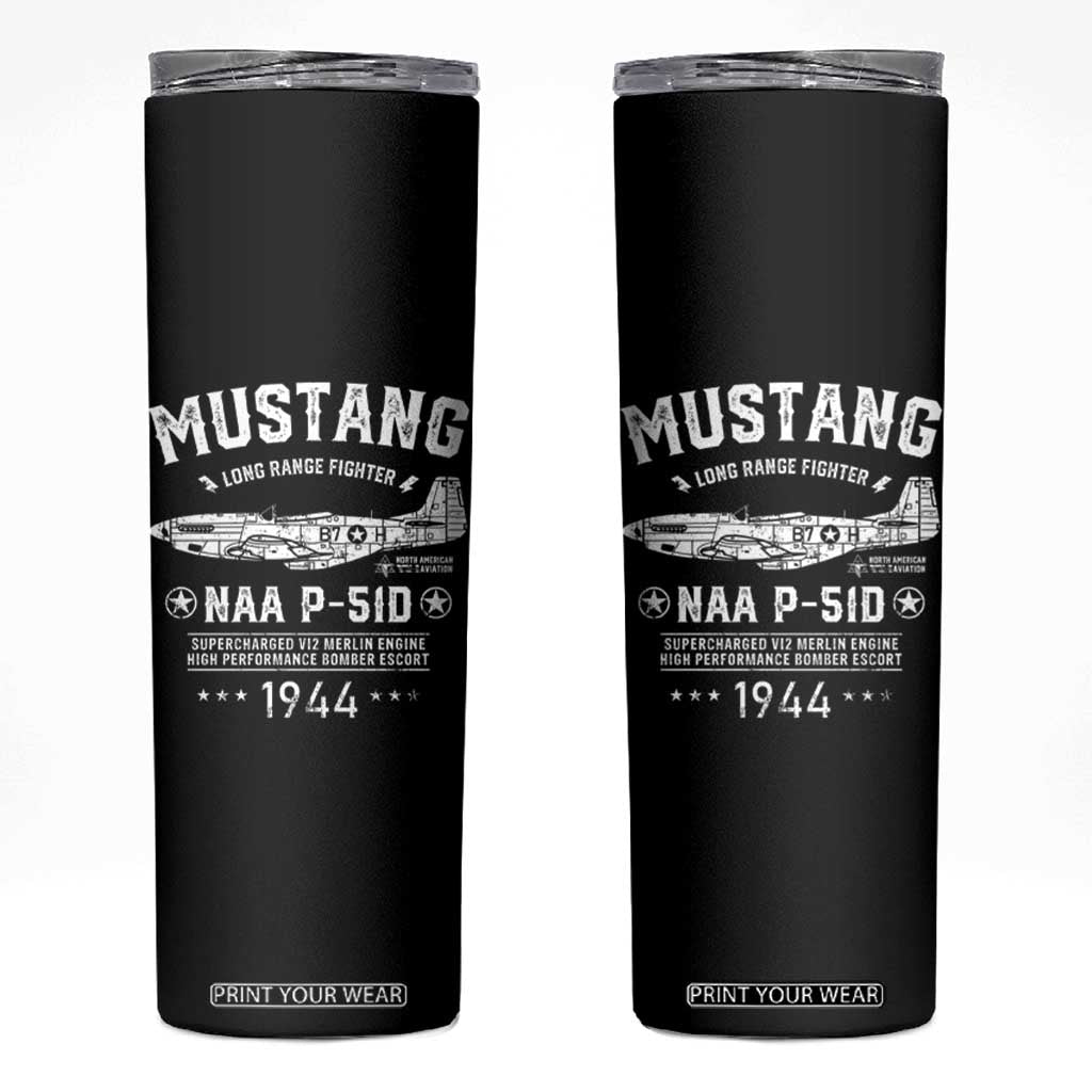 P-51 Mustang Skinny Tumbler North American Aviation WW2 P51 Fighter Plane TS02 Black Print Your Wear