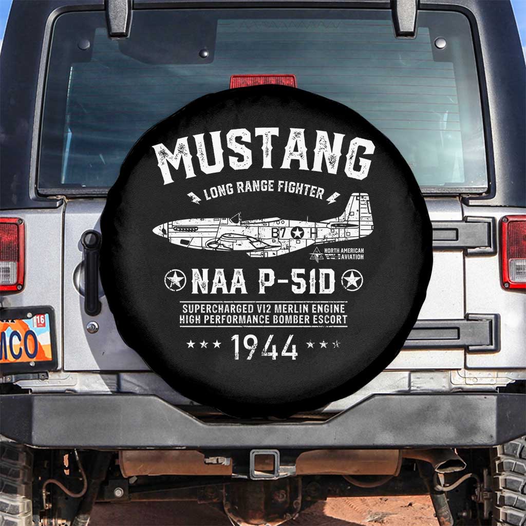 P-51 Mustang Spare Tire Cover North American Aviation WW2 P51 Fighter Plane TS02 No hole Black Print Your Wear