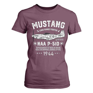 P-51 Mustang T Shirt For Women North American Aviation WW2 P51 Fighter Plane TS02 Maroon Print Your Wear
