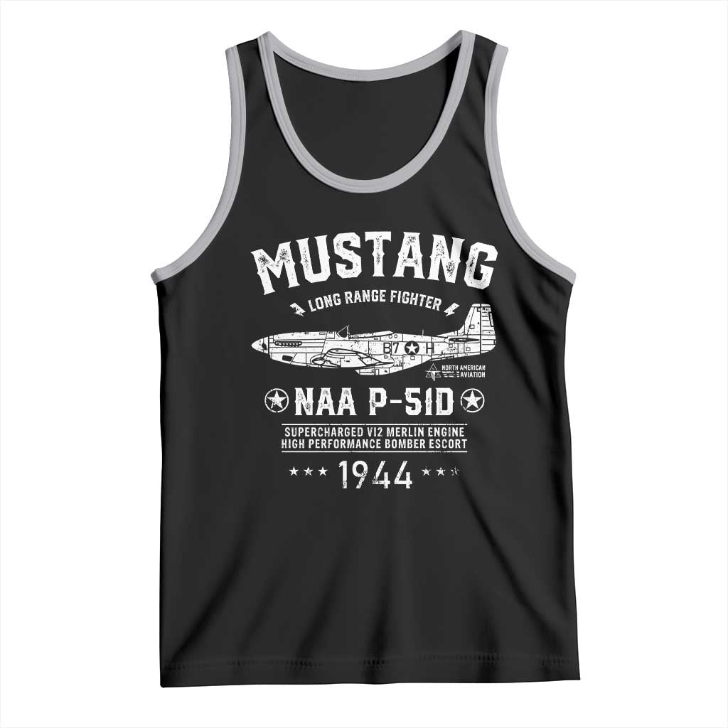 P-51 Mustang Tank Top North American Aviation WW2 P51 Fighter Plane TS02 Black Athletic Heather Print Your Wear