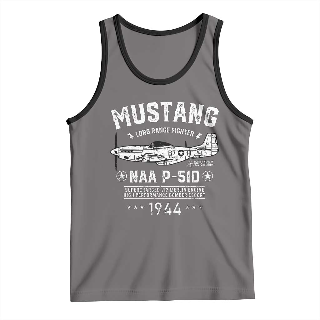 P-51 Mustang Tank Top North American Aviation WW2 P51 Fighter Plane TS02 Deep Heather Black Print Your Wear