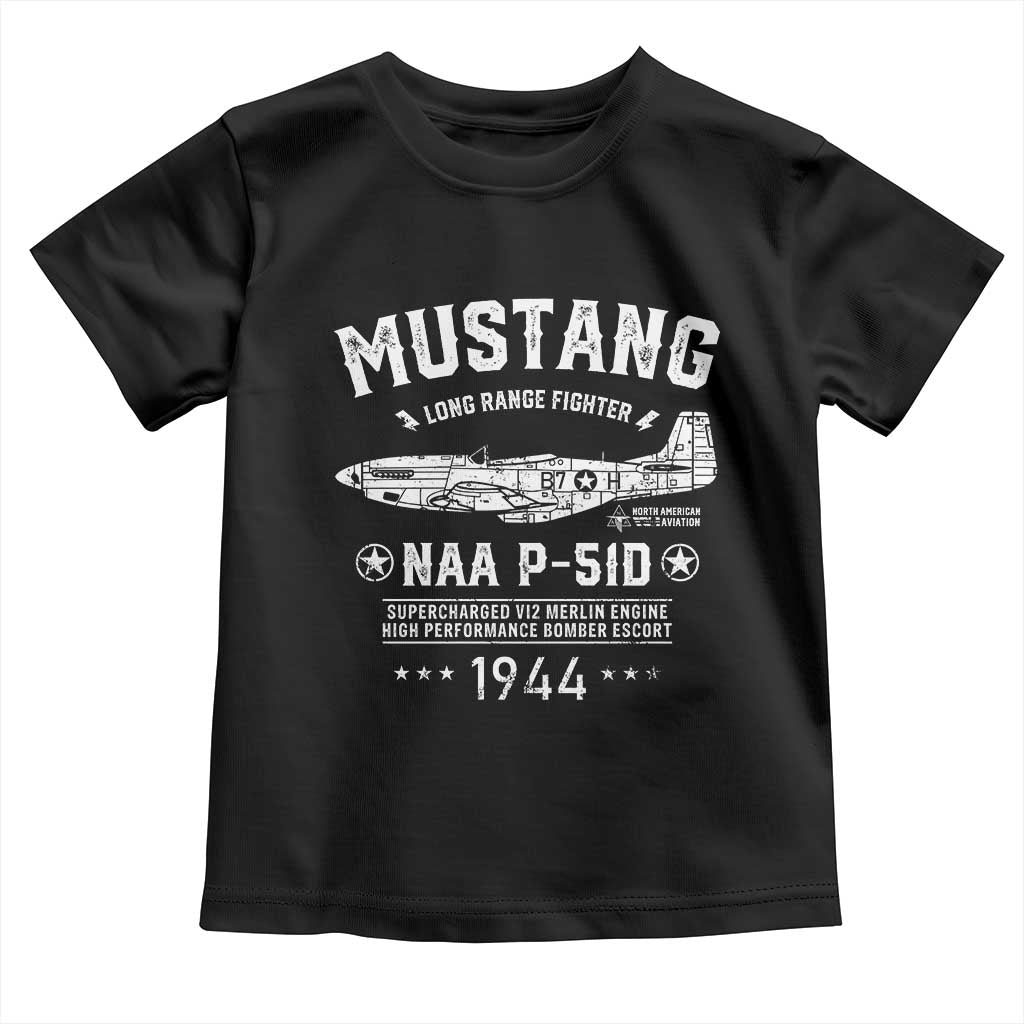 P-51 Mustang Toddler T Shirt North American Aviation WW2 P51 Fighter Plane TS02 Black Print Your Wear