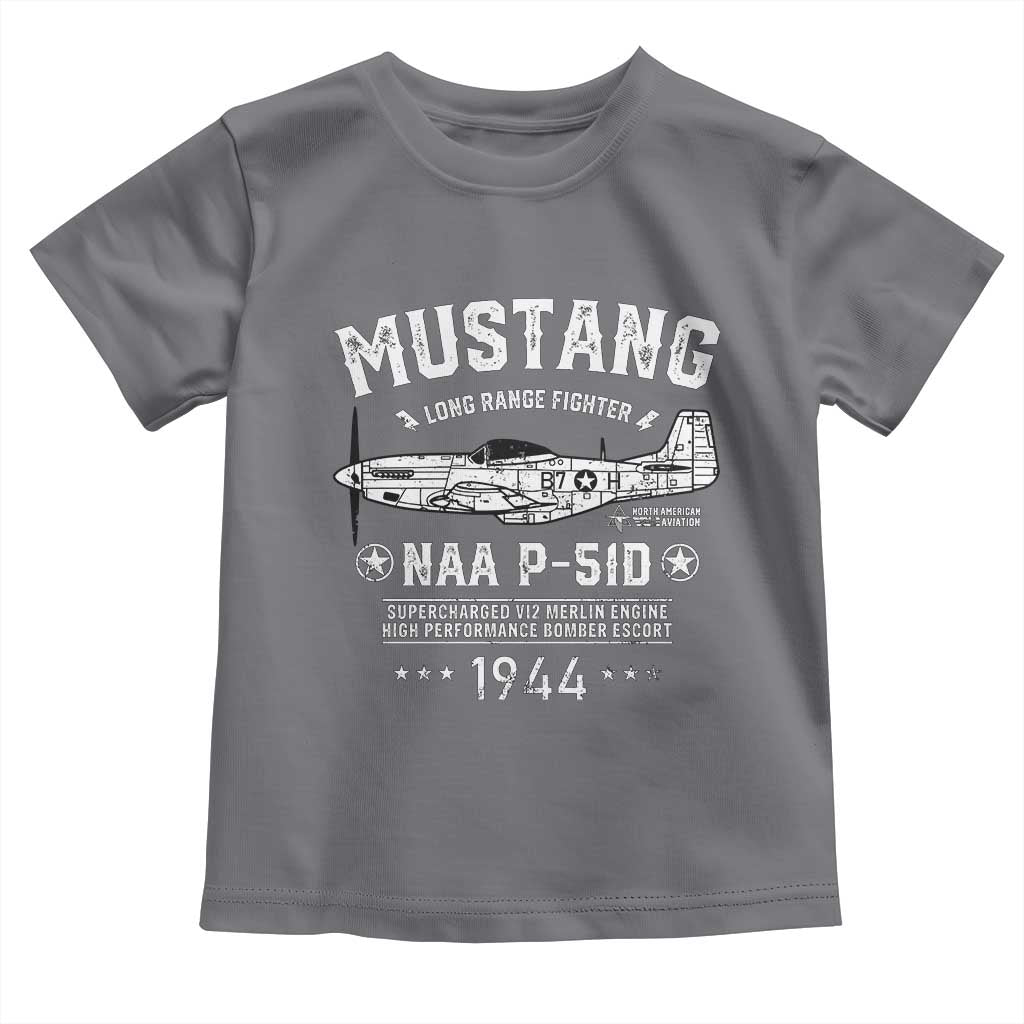 P-51 Mustang Toddler T Shirt North American Aviation WW2 P51 Fighter Plane TS02 Charcoal Print Your Wear