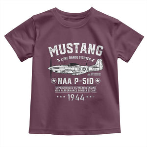 P-51 Mustang Toddler T Shirt North American Aviation WW2 P51 Fighter Plane TS02 Maroon Print Your Wear