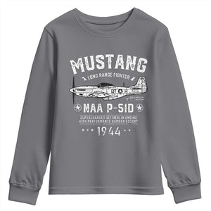 P-51 Mustang Youth Sweatshirt North American Aviation WW2 P51 Fighter Plane TS02 Charcoal Print Your Wear