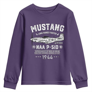 P-51 Mustang Youth Sweatshirt North American Aviation WW2 P51 Fighter Plane TS02 Purple Print Your Wear