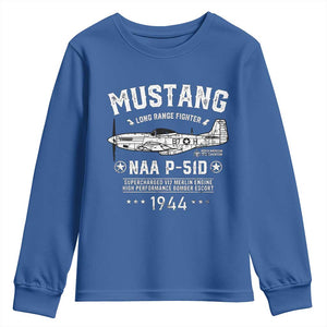 P-51 Mustang Youth Sweatshirt North American Aviation WW2 P51 Fighter Plane TS02 Royal Blue Print Your Wear