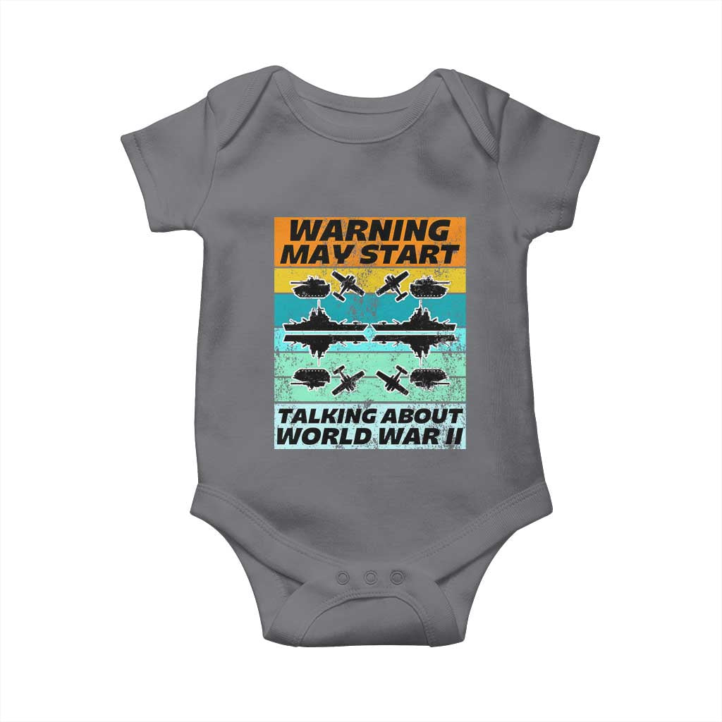 Retro World War 2 Memorabilia Baby Onesie May Start Talking About WWII WW2 Gear TS02 Charcoal Print Your Wear