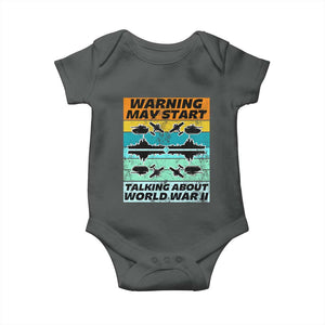 Retro World War 2 Memorabilia Baby Onesie May Start Talking About WWII WW2 Gear TS02 Dark Heather Print Your Wear
