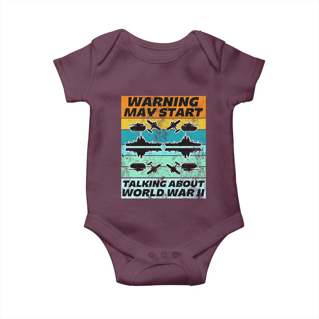 Retro World War 2 Memorabilia Baby Onesie May Start Talking About WWII WW2 Gear TS02 Maroon Print Your Wear