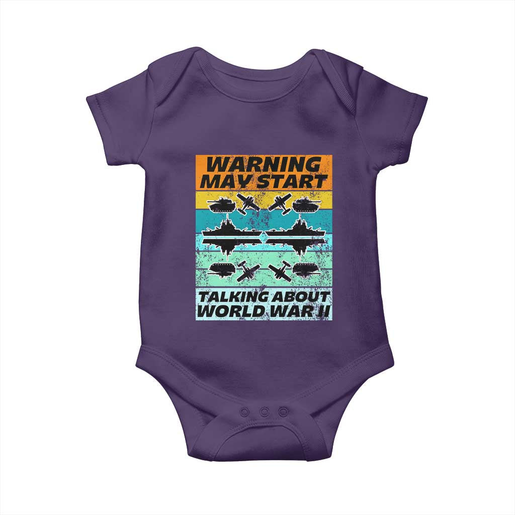 Retro World War 2 Memorabilia Baby Onesie May Start Talking About WWII WW2 Gear TS02 Purple Print Your Wear