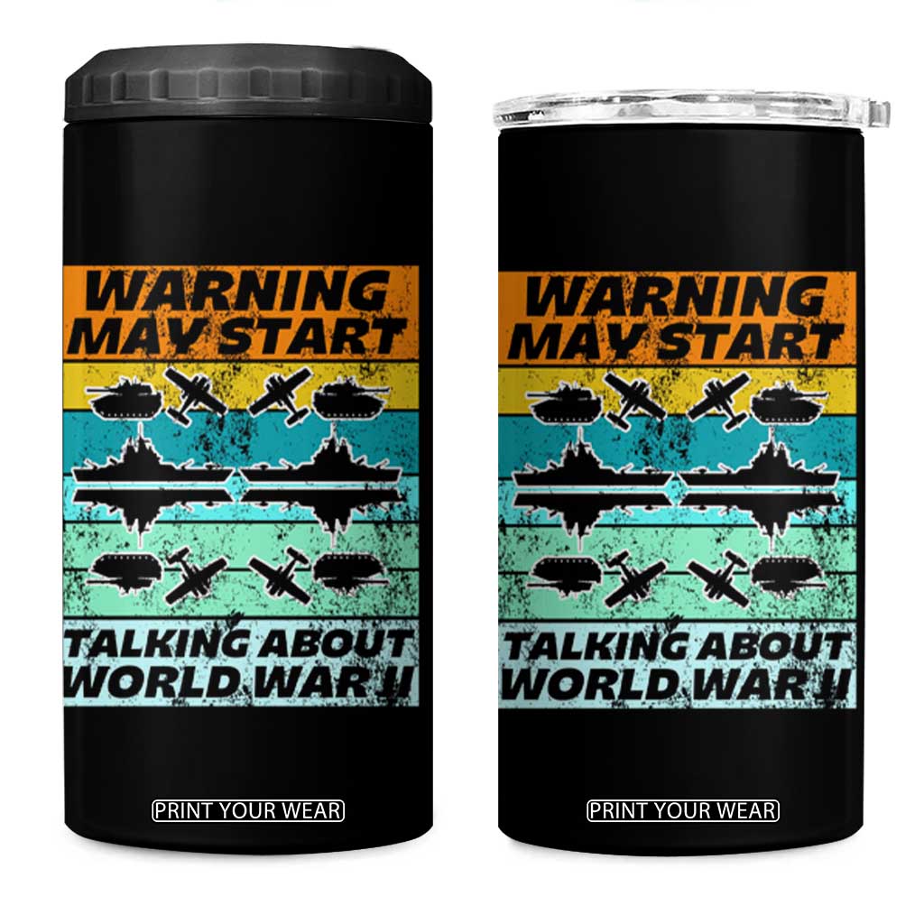 Retro World War 2 Memorabilia 4 in 1 Can Cooler Tumbler May Start Talking About WWII WW2 Gear TS02 One Size: 16 oz Black Print Your Wear