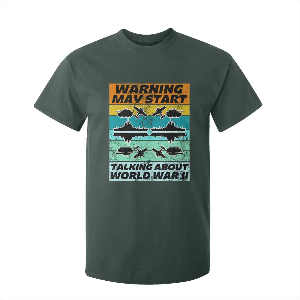 Retro World War 2 Memorabilia T Shirt For Kid May Start Talking About WWII WW2 Gear TS02 Dark Forest Green Print Your Wear