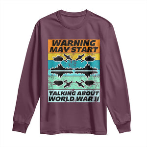 Retro World War 2 Memorabilia Long Sleeve Shirt May Start Talking About WWII WW2 Gear TS02 Maroon Print Your Wear