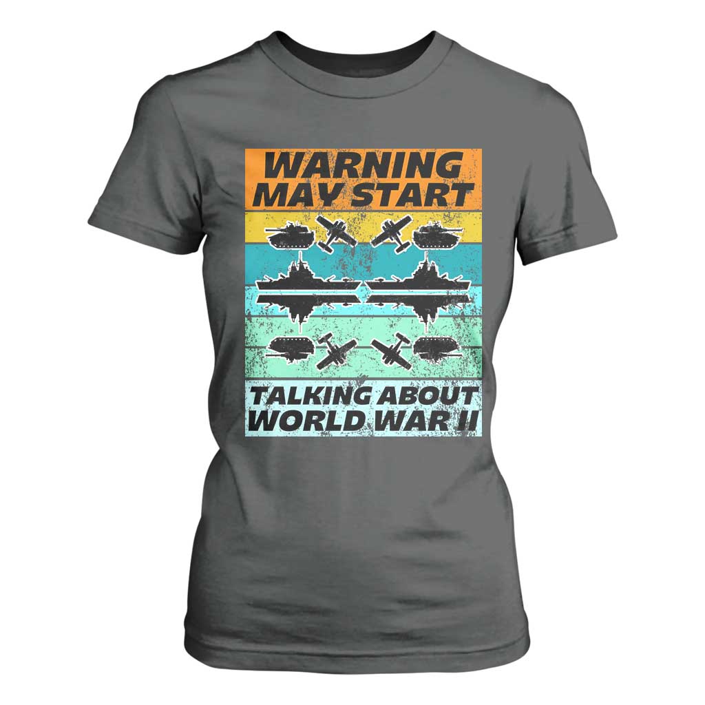 Retro World War 2 Memorabilia T Shirt For Women May Start Talking About WWII WW2 Gear TS02 Dark Heather Print Your Wear
