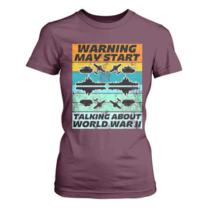 Retro World War 2 Memorabilia T Shirt For Women May Start Talking About WWII WW2 Gear TS02 Maroon Print Your Wear