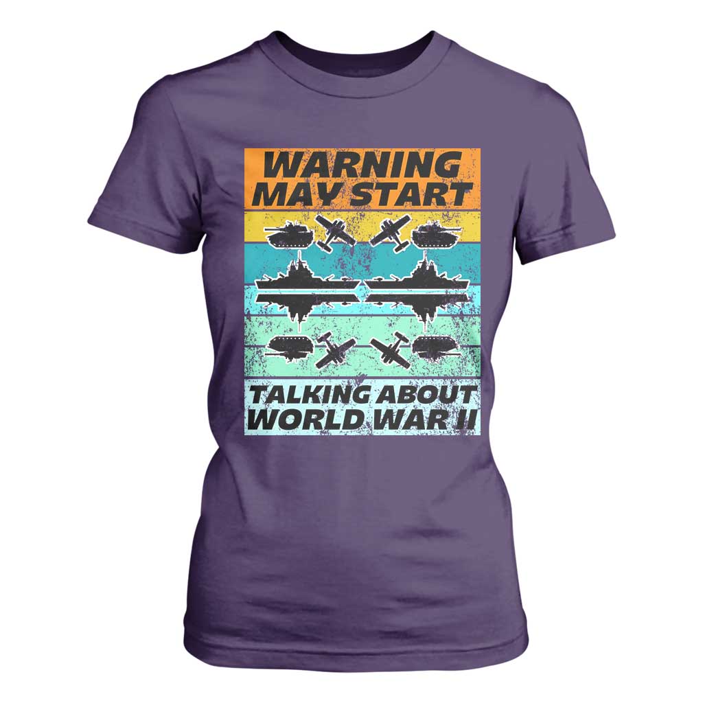 Retro World War 2 Memorabilia T Shirt For Women May Start Talking About WWII WW2 Gear TS02 Purple Print Your Wear