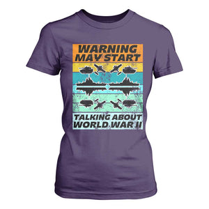 Retro World War 2 Memorabilia T Shirt For Women May Start Talking About WWII WW2 Gear TS02 Purple Print Your Wear