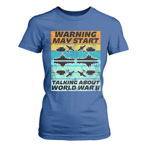 Retro World War 2 Memorabilia T Shirt For Women May Start Talking About WWII WW2 Gear TS02 Royal Blue Print Your Wear