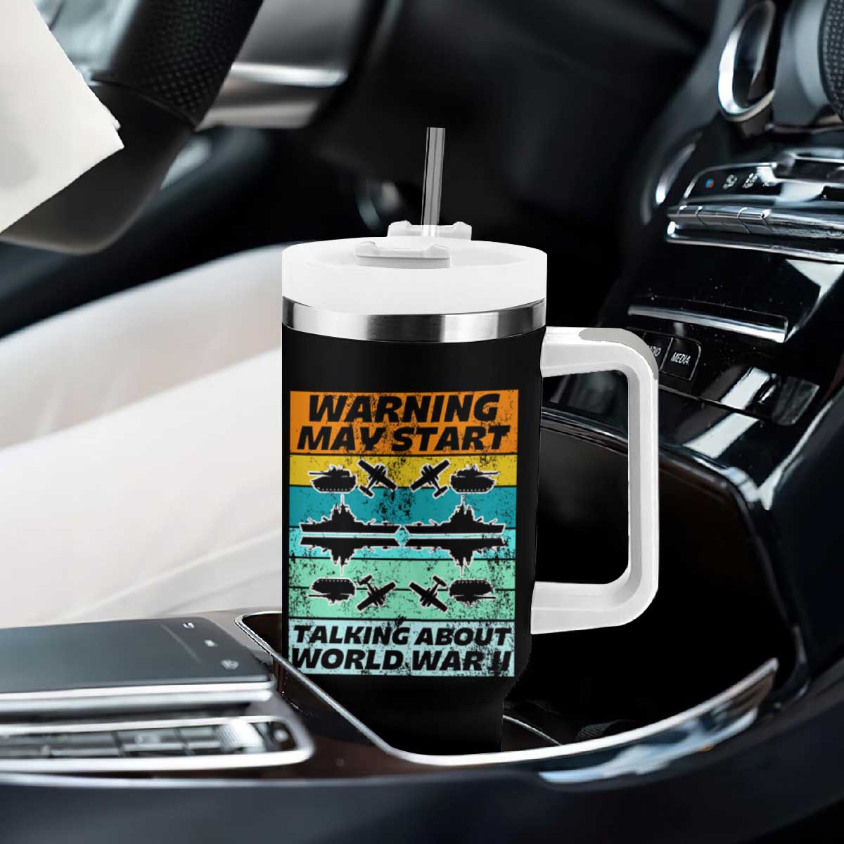 Retro World War 2 Memorabilia Tumbler With Handle May Start Talking About WWII WW2 Gear TS02 Print Your Wear