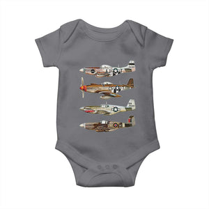 WW2 Warplanes B-17 P51 Baby Onesie Vintage WWII Fighter Planes Iconic Military Aircraft TS02 Charcoal Print Your Wear