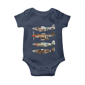 WW2 Warplanes B-17 P51 Baby Onesie Vintage WWII Fighter Planes Iconic Military Aircraft TS02 Navy Print Your Wear