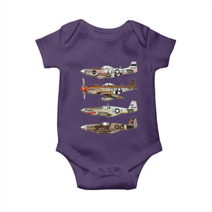 WW2 Warplanes B-17 P51 Baby Onesie Vintage WWII Fighter Planes Iconic Military Aircraft TS02 Purple Print Your Wear