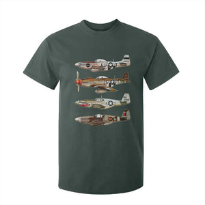 WW2 Warplanes B-17 P51 T Shirt For Kid Vintage WWII Fighter Planes Iconic Military Aircraft TS02 Dark Forest Green Print Your Wear