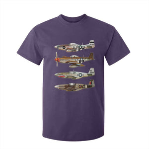 WW2 Warplanes B-17 P51 T Shirt For Kid Vintage WWII Fighter Planes Iconic Military Aircraft TS02 Purple Print Your Wear