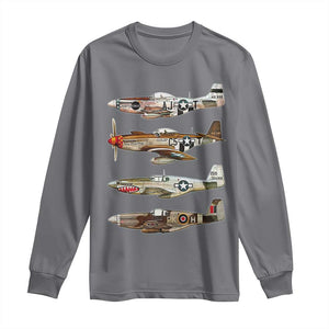 WW2 Warplanes B-17 P51 Long Sleeve Shirt Vintage WWII Fighter Planes Iconic Military Aircraft TS02 Charcoal Print Your Wear
