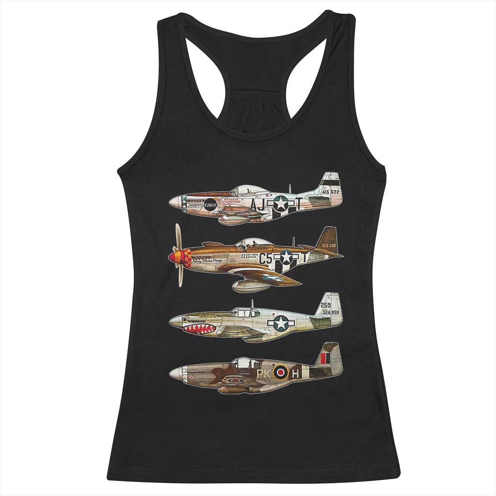 WW2 Warplanes B-17 P51 Racerback Tank Top Vintage WWII Fighter Planes Iconic Military Aircraft TS02 Black Print Your Wear