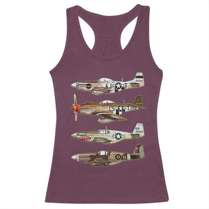 WW2 Warplanes B-17 P51 Racerback Tank Top Vintage WWII Fighter Planes Iconic Military Aircraft TS02 Maroon Print Your Wear