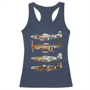 WW2 Warplanes B-17 P51 Racerback Tank Top Vintage WWII Fighter Planes Iconic Military Aircraft TS02 Navy Print Your Wear