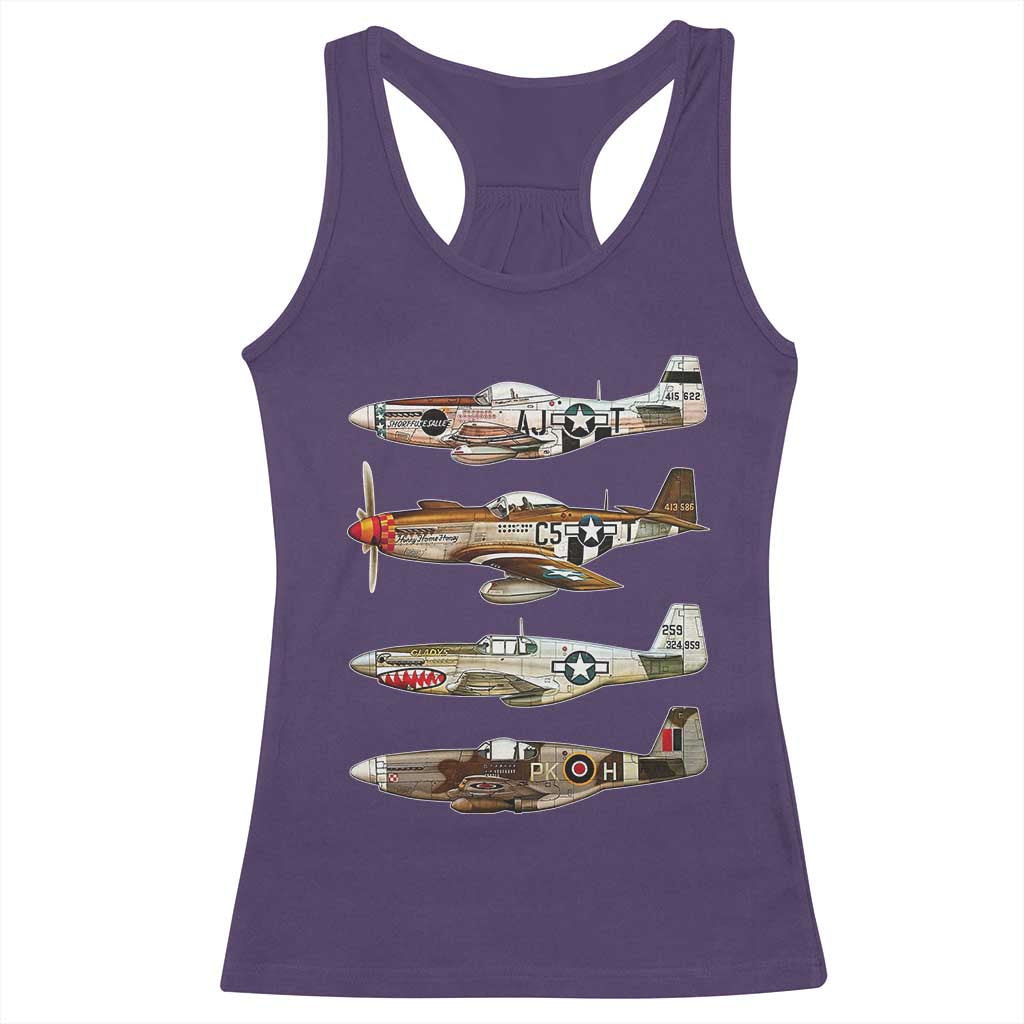 WW2 Warplanes B-17 P51 Racerback Tank Top Vintage WWII Fighter Planes Iconic Military Aircraft TS02 Purple Print Your Wear
