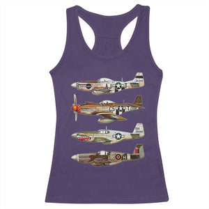 WW2 Warplanes B-17 P51 Racerback Tank Top Vintage WWII Fighter Planes Iconic Military Aircraft TS02 Purple Print Your Wear
