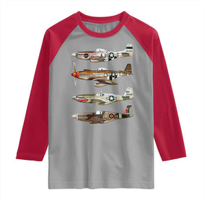 WW2 Warplanes B-17 P51 Raglan Shirt Vintage WWII Fighter Planes Iconic Military Aircraft TS02 Sport Gray Red Print Your Wear