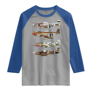 WW2 Warplanes B-17 P51 Raglan Shirt Vintage WWII Fighter Planes Iconic Military Aircraft TS02 Sport Gray Royal Print Your Wear