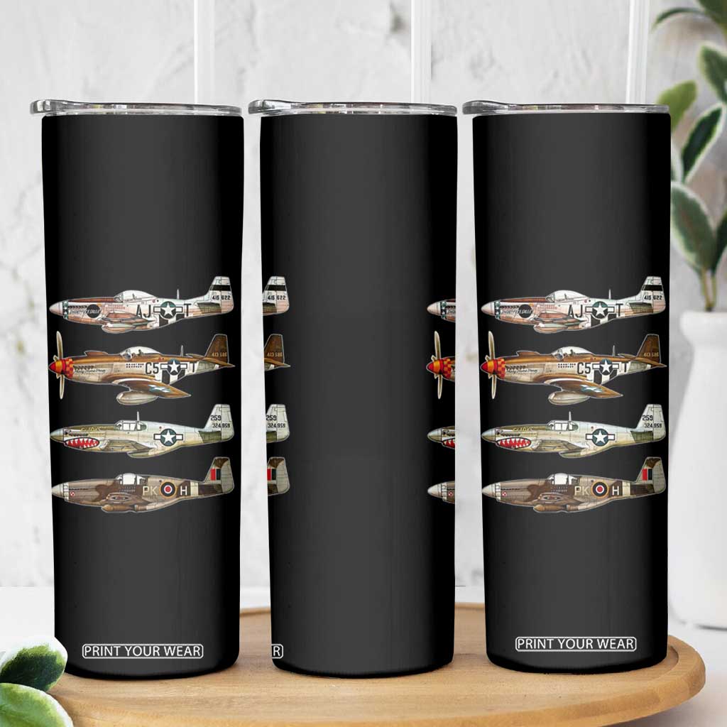 WW2 Warplanes B-17 P51 Skinny Tumbler Vintage WWII Fighter Planes Iconic Military Aircraft TS02 Print Your Wear