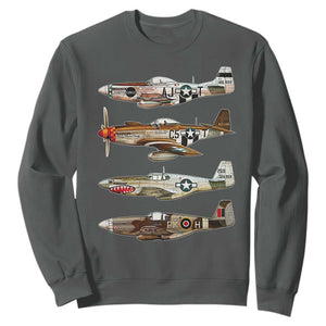 WW2 Warplanes B-17 P51 Sweatshirt Vintage WWII Fighter Planes Iconic Military Aircraft TS02 Dark Heather Print Your Wear