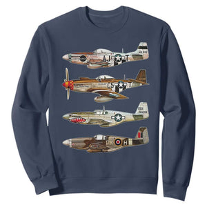 WW2 Warplanes B-17 P51 Sweatshirt Vintage WWII Fighter Planes Iconic Military Aircraft TS02 Navy Print Your Wear
