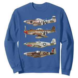 WW2 Warplanes B-17 P51 Sweatshirt Vintage WWII Fighter Planes Iconic Military Aircraft TS02 Royal Blue Print Your Wear