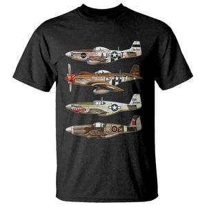 WW2 Warplanes B-17 P51 T Shirt Vintage WWII Fighter Planes Iconic Military Aircraft TS02 Black Print Your Wear