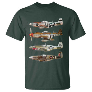 WW2 Warplanes B-17 P51 T Shirt Vintage WWII Fighter Planes Iconic Military Aircraft TS02 Dark Forest Green Print Your Wear