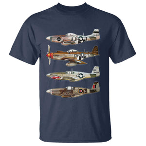 WW2 Warplanes B-17 P51 T Shirt Vintage WWII Fighter Planes Iconic Military Aircraft TS02 Navy Print Your Wear